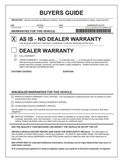 2026 GMC Acadia Elevation