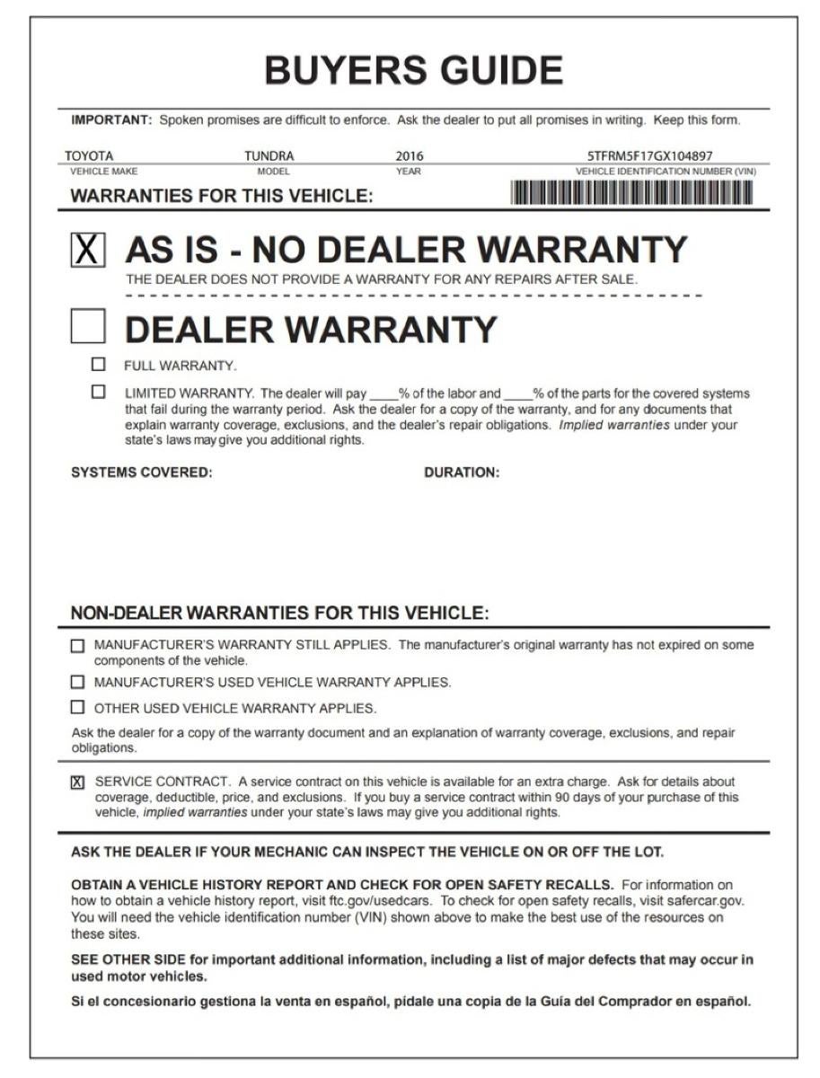 2016 Toyota Tundra 2WD Truck SR