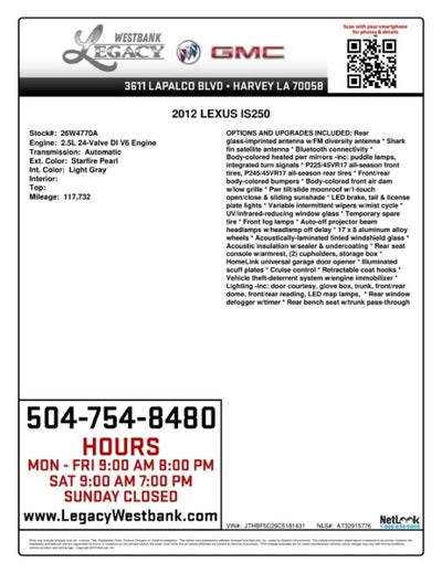 2012 Lexus IS 250 