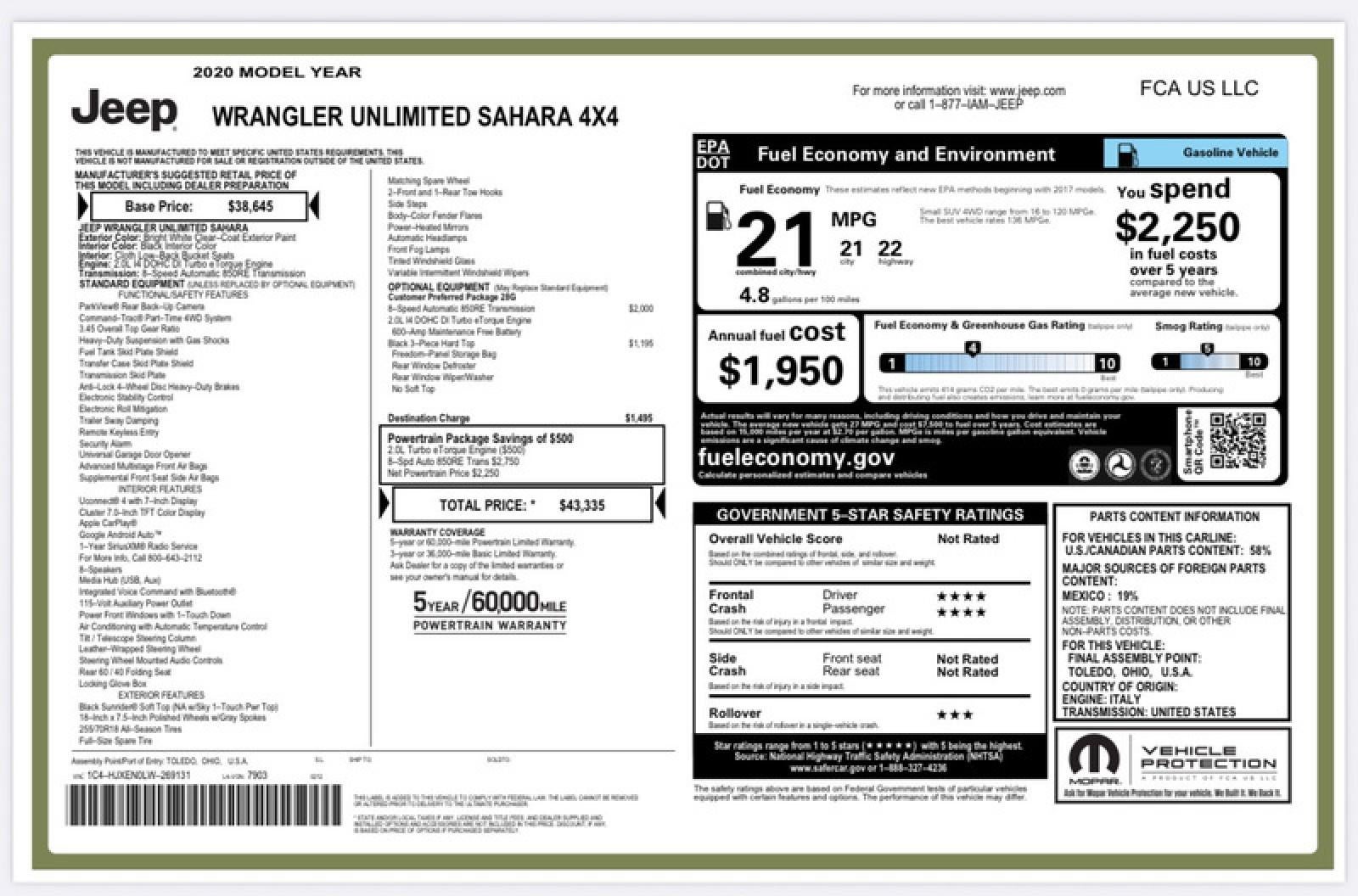 2020 Jeep Wrangler Unlimited Sahara