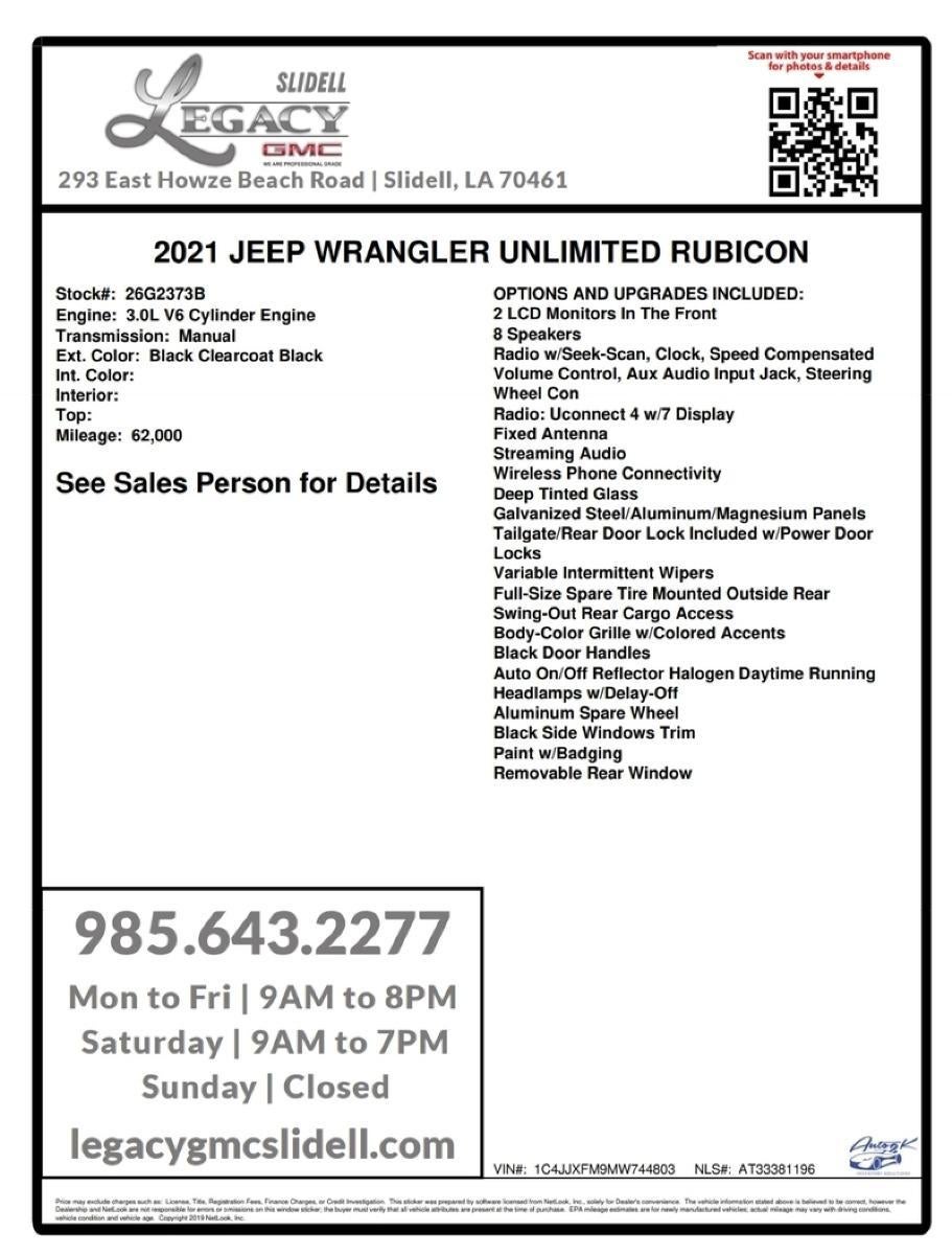 2021 Jeep Wrangler Unlimited Rubicon