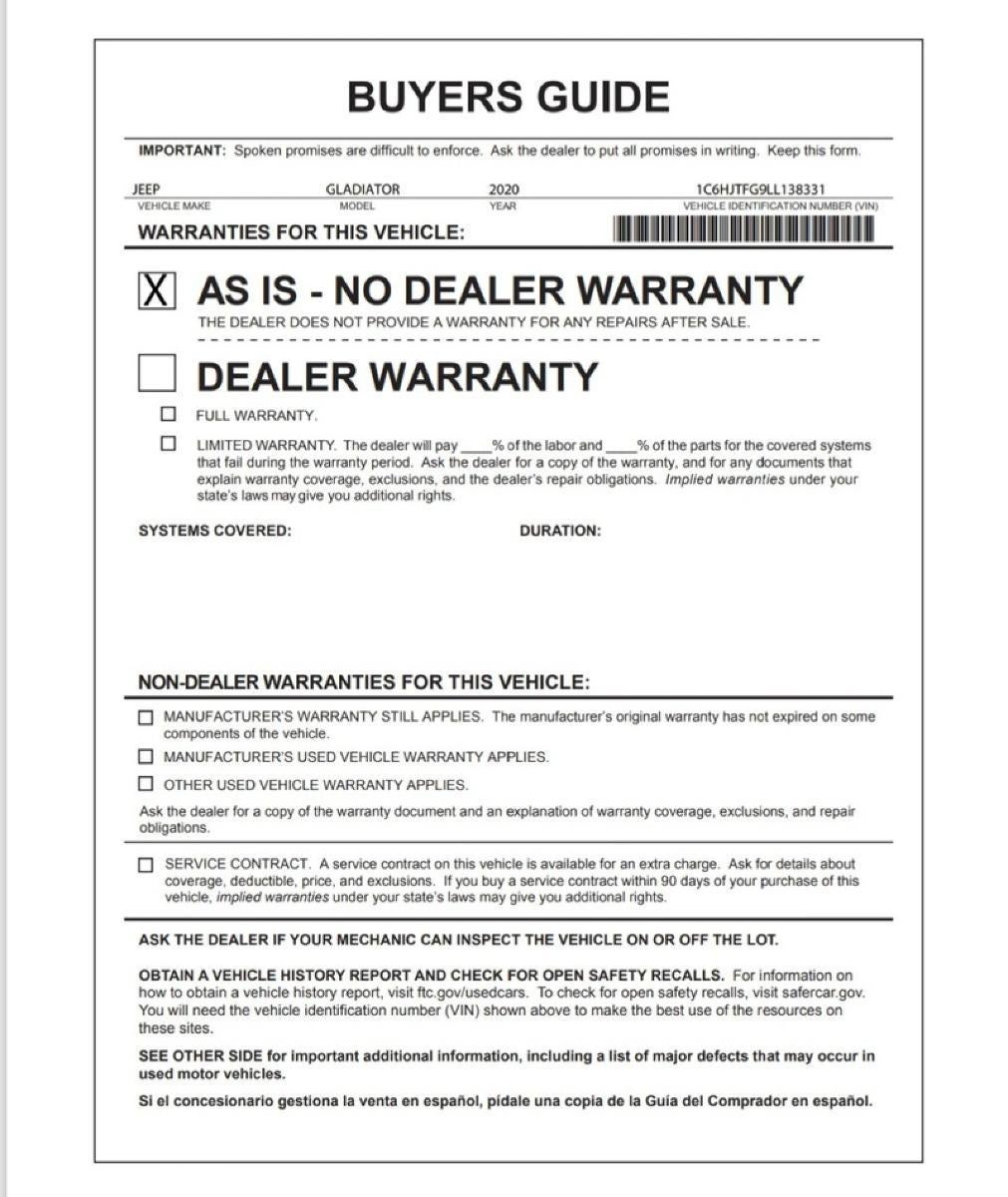 2020 Jeep Gladiator Overland