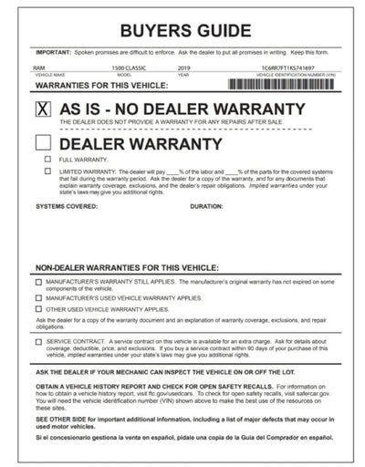 2019 RAM 1500 Classic Tradesman