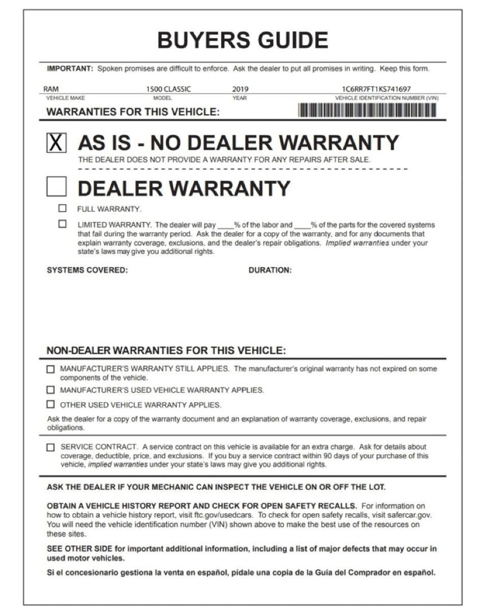 2019 RAM 1500 Classic Tradesman