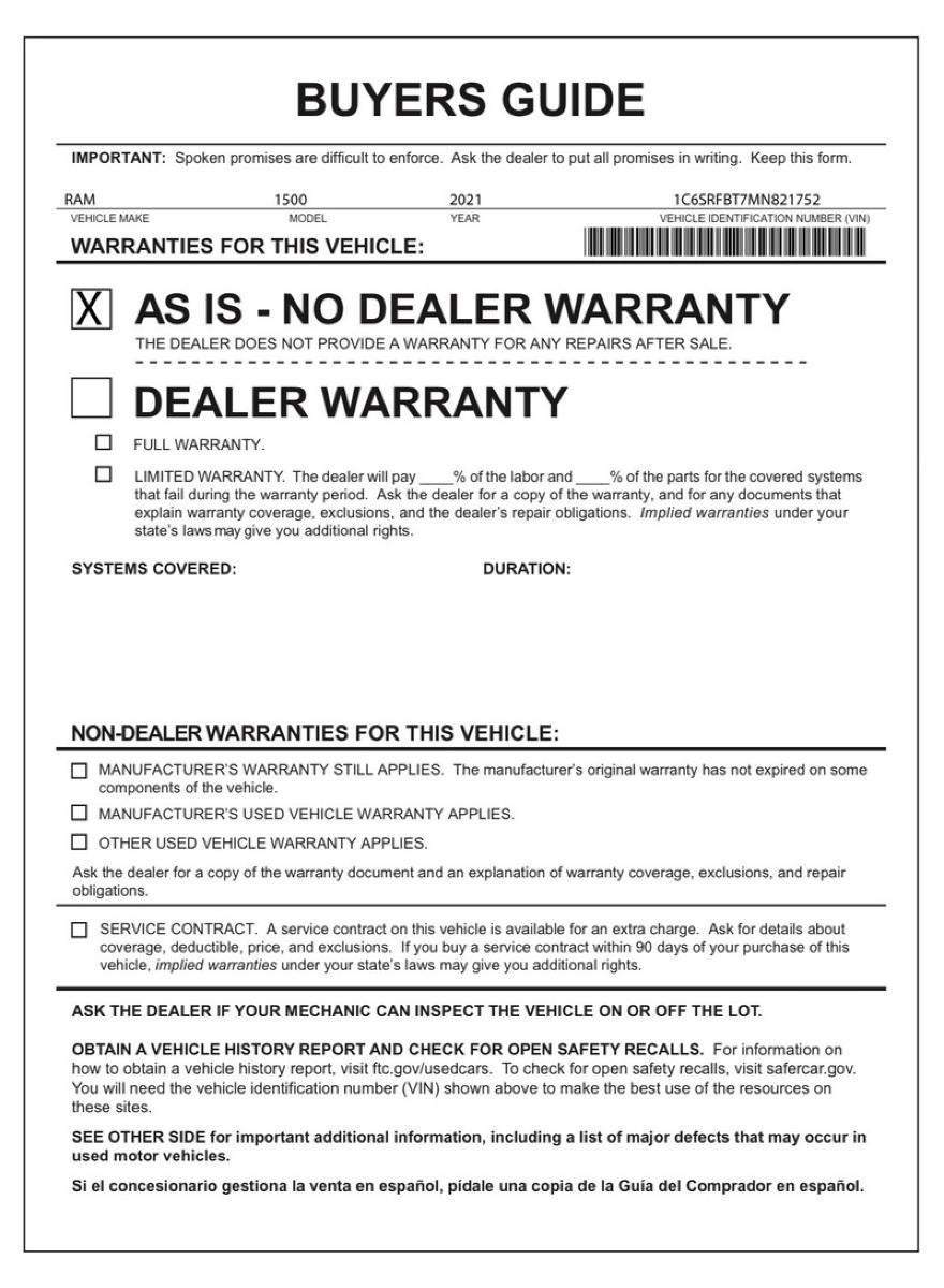 2021 RAM 1500 Big Horn