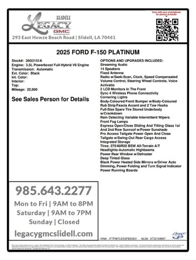 2025 Ford F-150 Platinum
