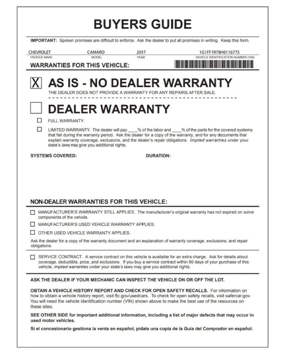 2017 Chevrolet Camaro 1SS