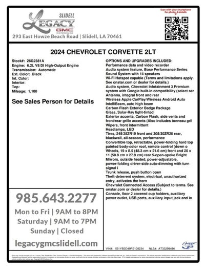 2024 Chevrolet Corvette Stingray 2LT