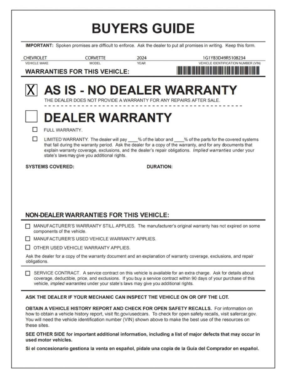 2024 Chevrolet Corvette Stingray 2LT