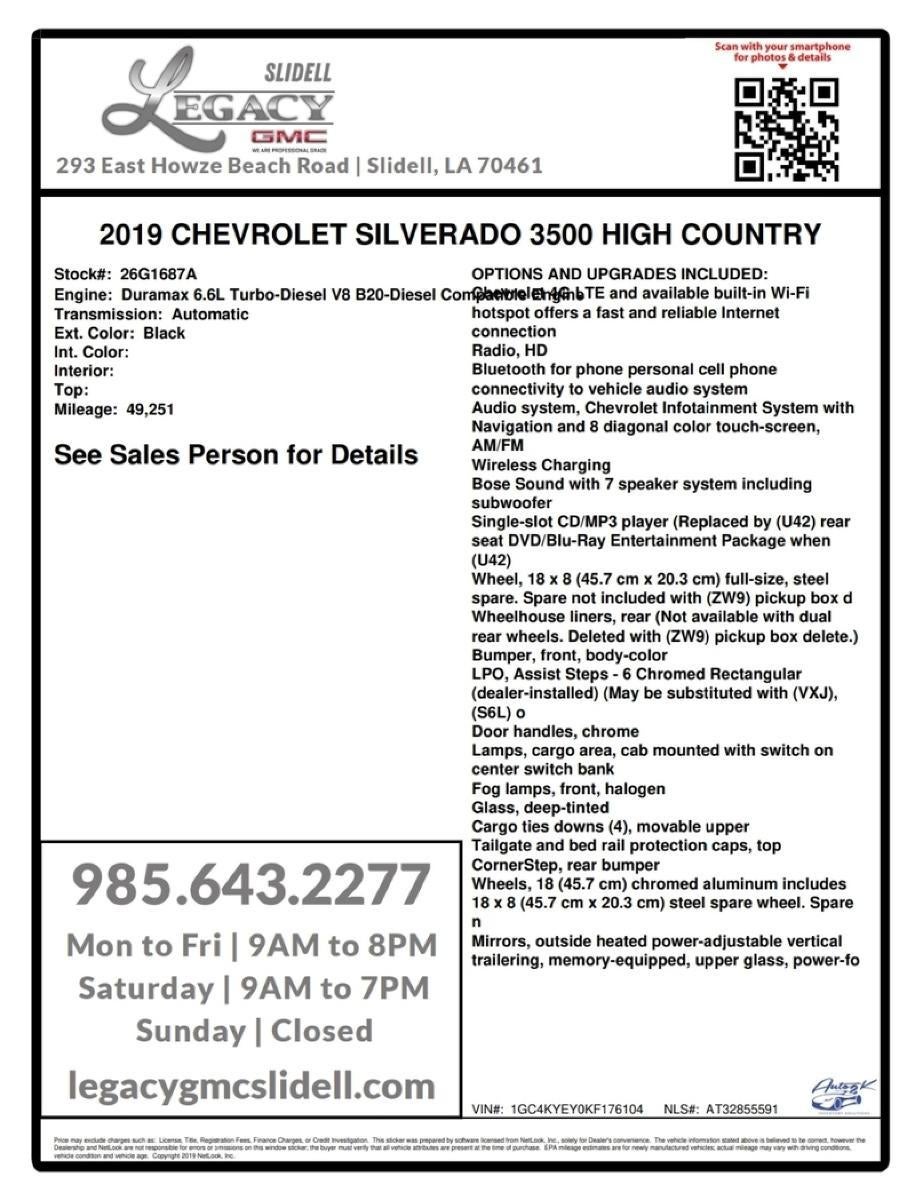2019 Chevrolet Silverado 3500 HD High Country