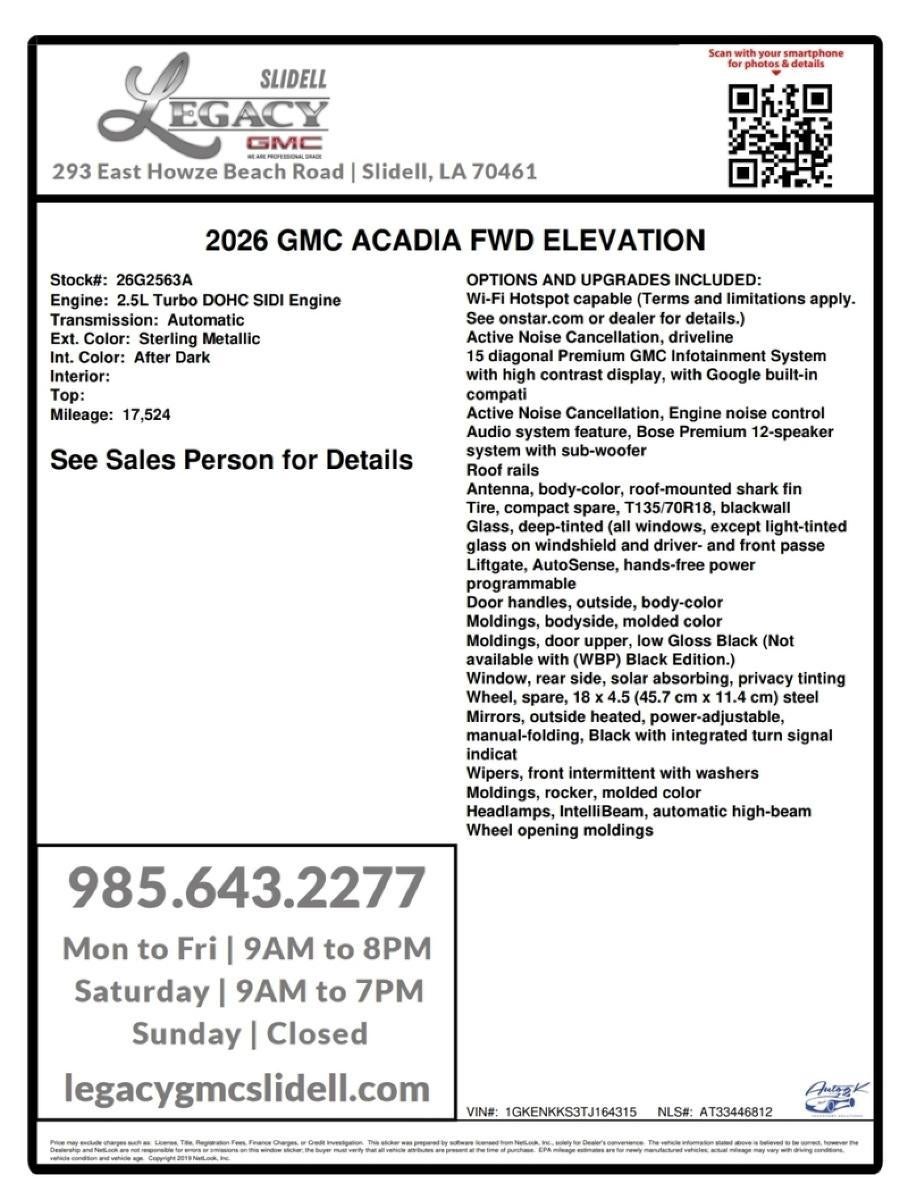 2026 GMC Acadia Elevation