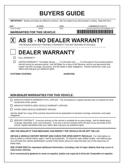 2026 GMC Acadia Elevation