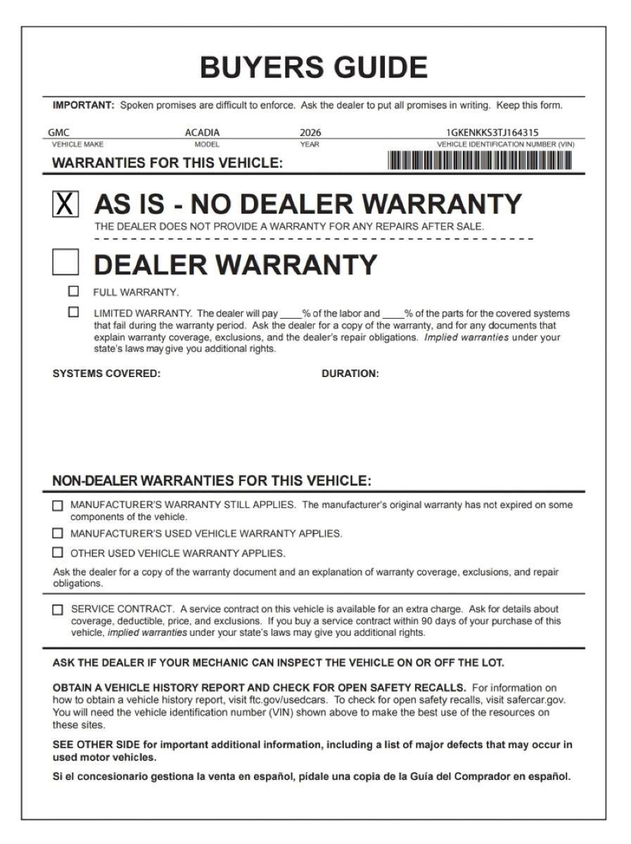 2026 GMC Acadia Elevation