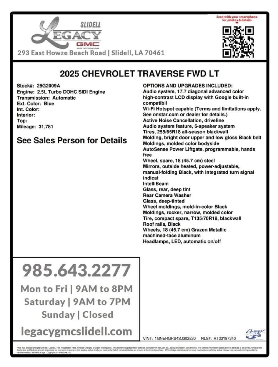 2025 Chevrolet Traverse LT