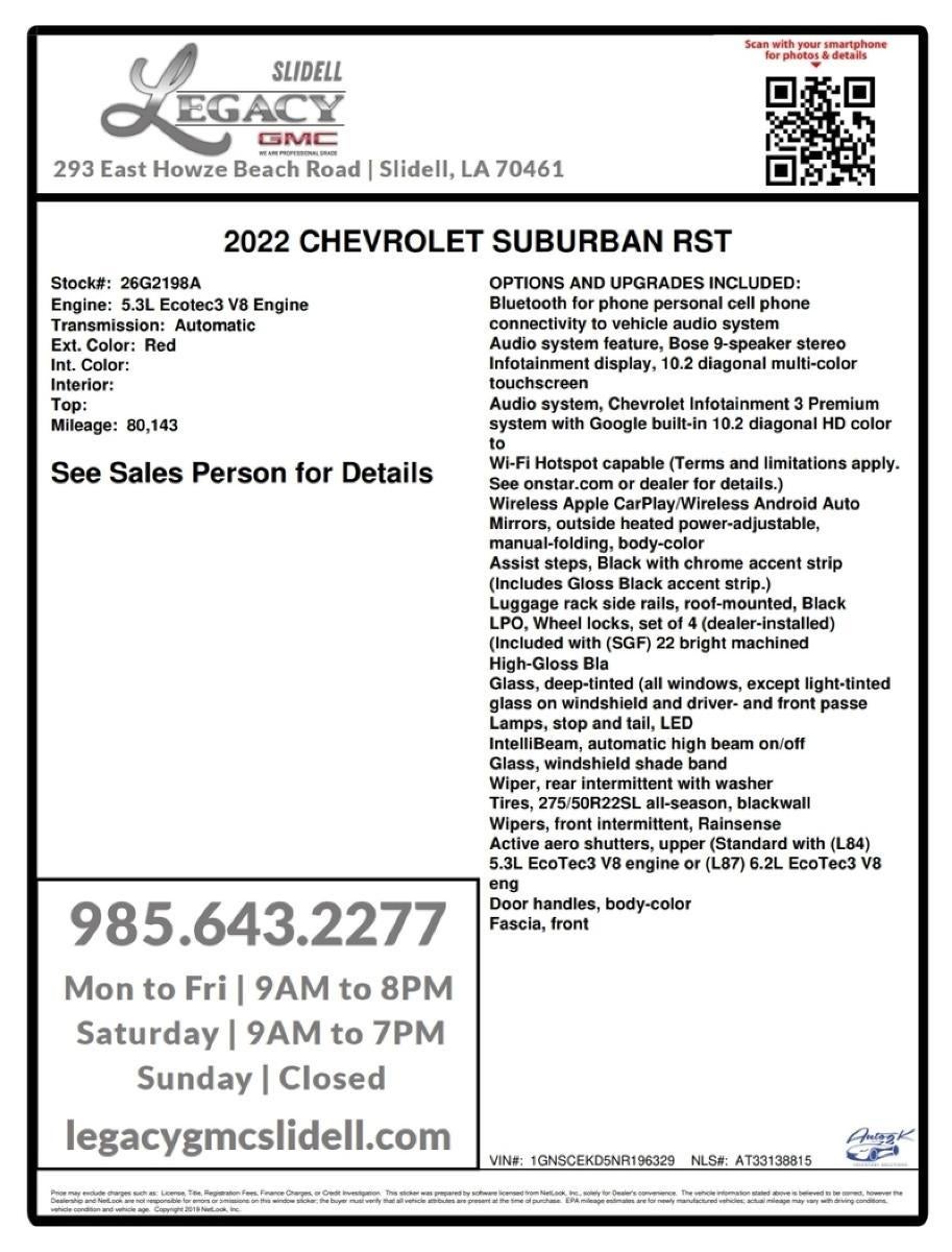 2022 Chevrolet Suburban RST