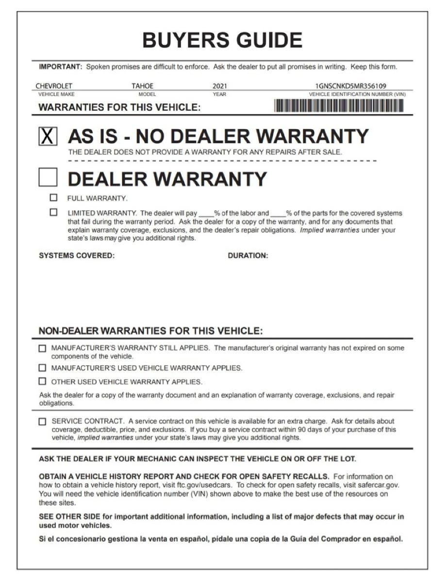 2021 Chevrolet Tahoe LT