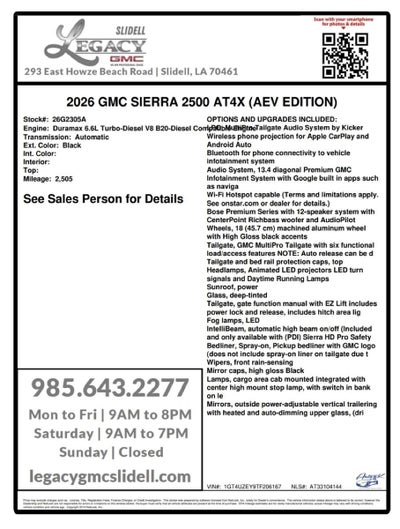 2026 GMC Sierra 2500 HD AT4X