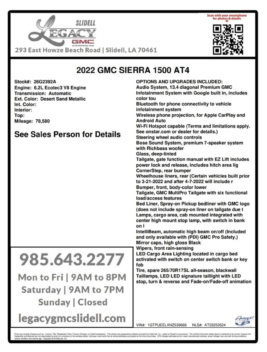 2022 GMC Sierra 1500 AT4