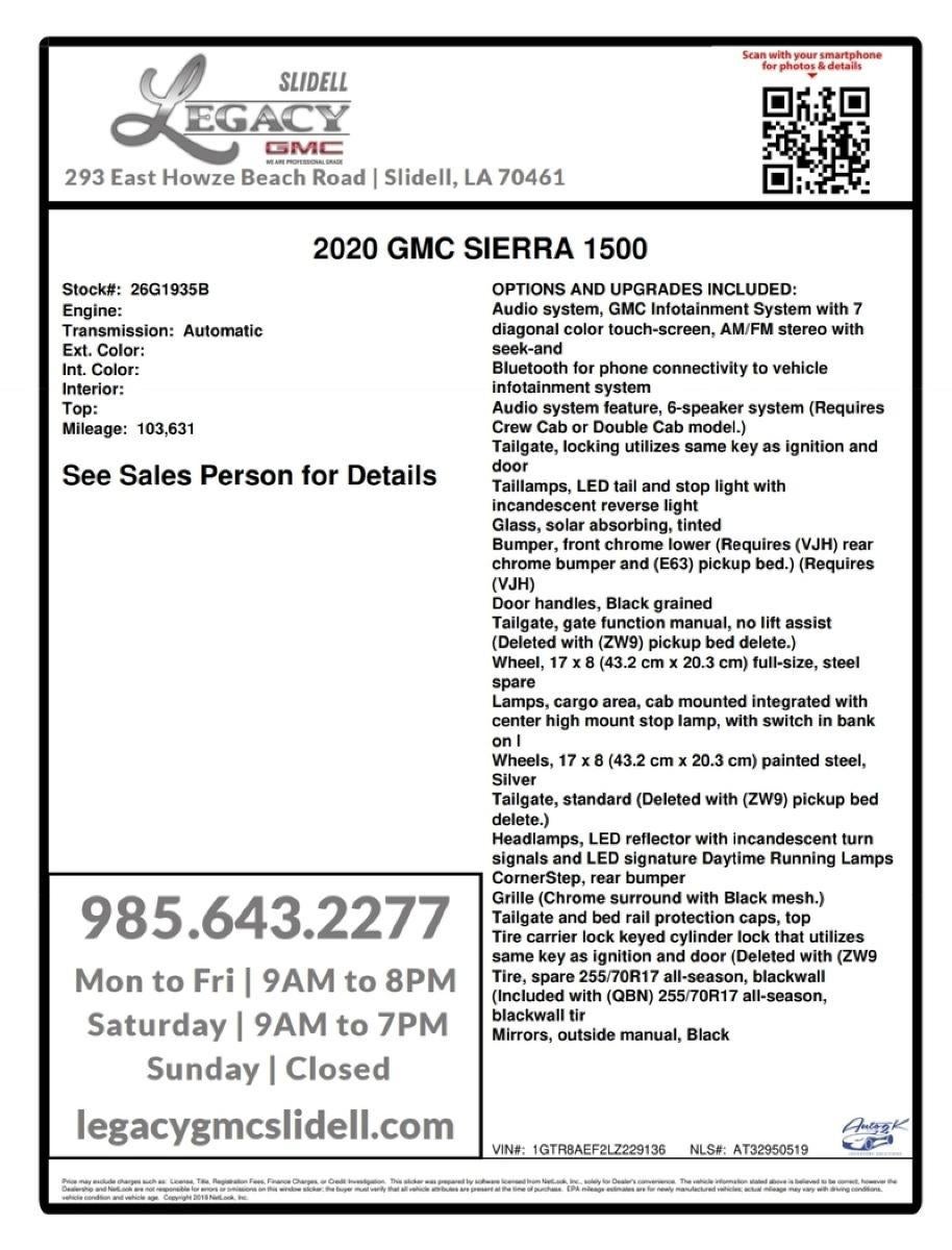 2020 GMC Sierra 1500 Base