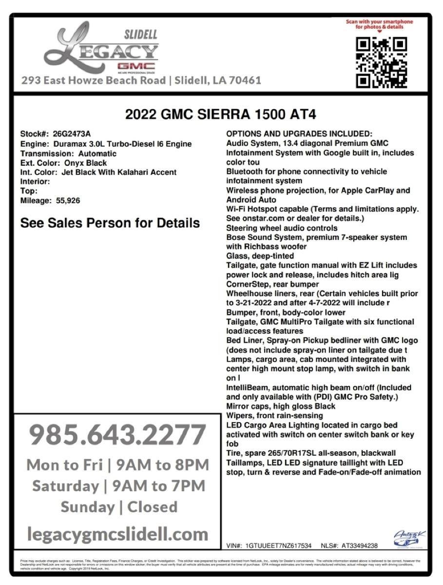 2022 GMC Sierra 1500 AT4