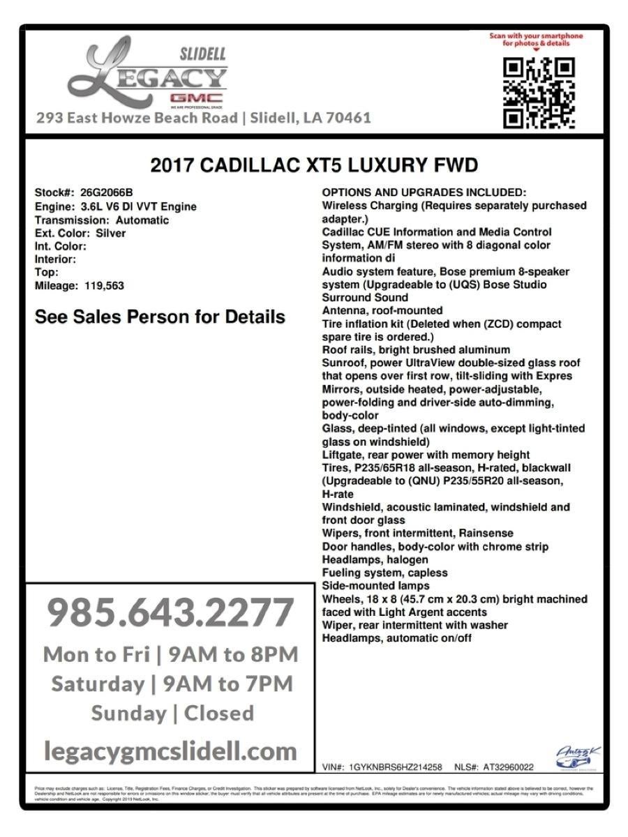 2017 Cadillac XT5 Luxury FWD