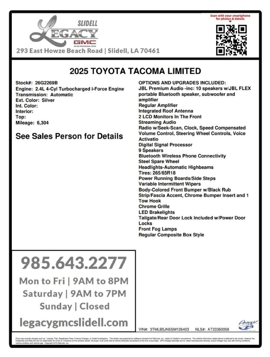 2025 Toyota Tacoma 4WD SR