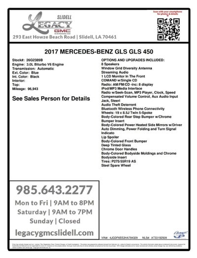 2017 Mercedes-Benz GLS GLS 450