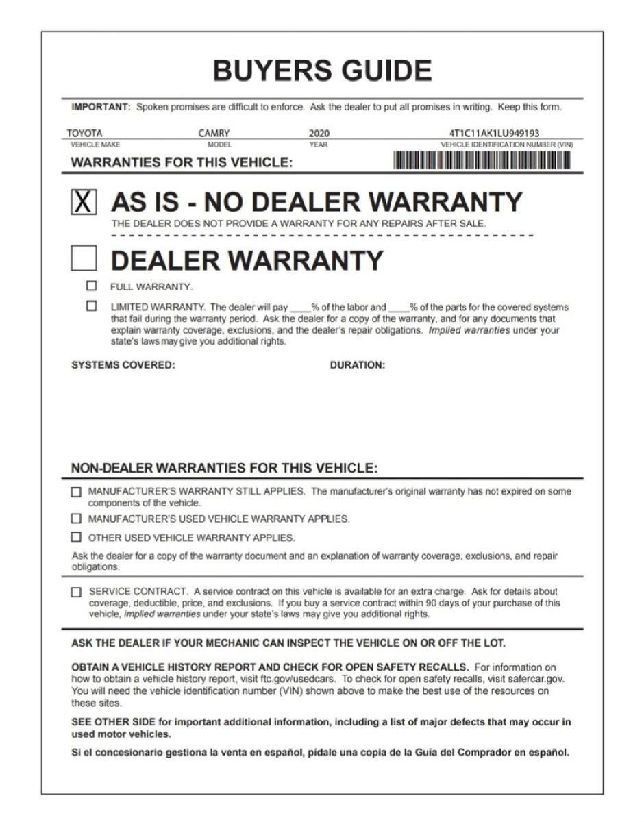 2020 Toyota Camry LE