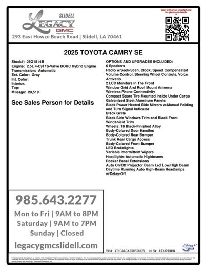 2025 Toyota Camry LE
