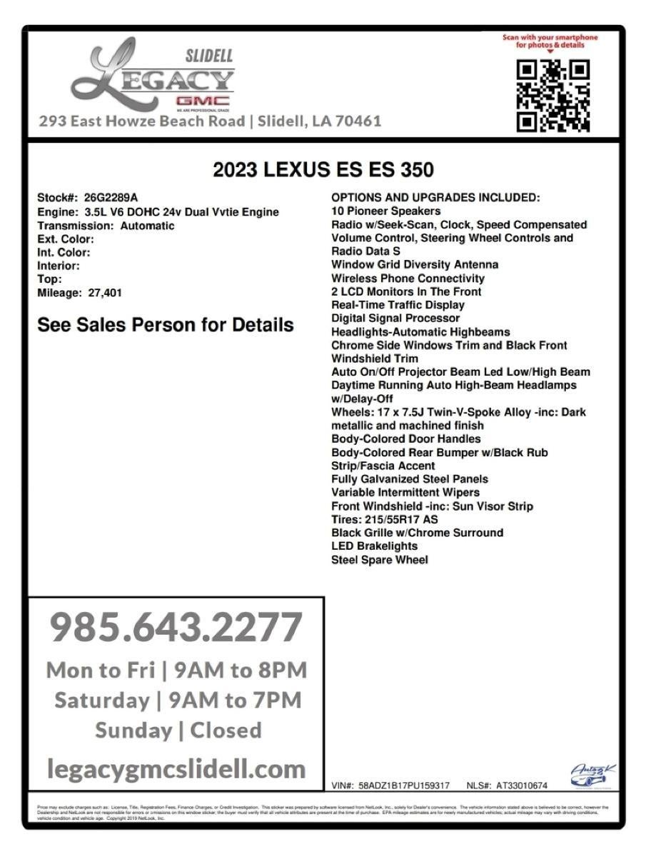 2023 Lexus ES ES 350