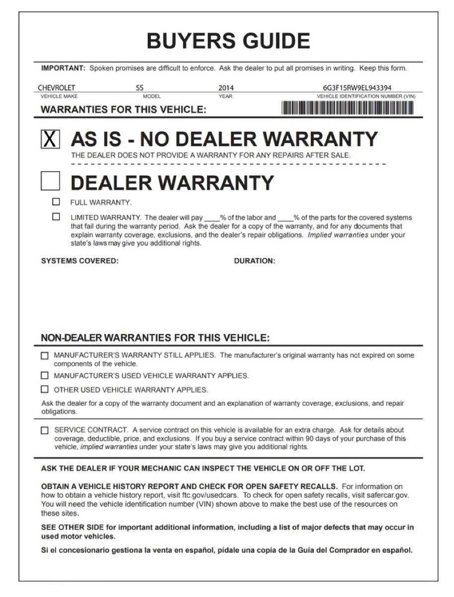 2014 Chevrolet SS Base