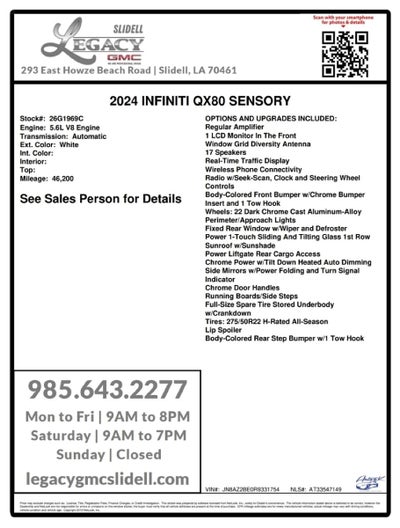2024 INFINITI QX80 SENSORY