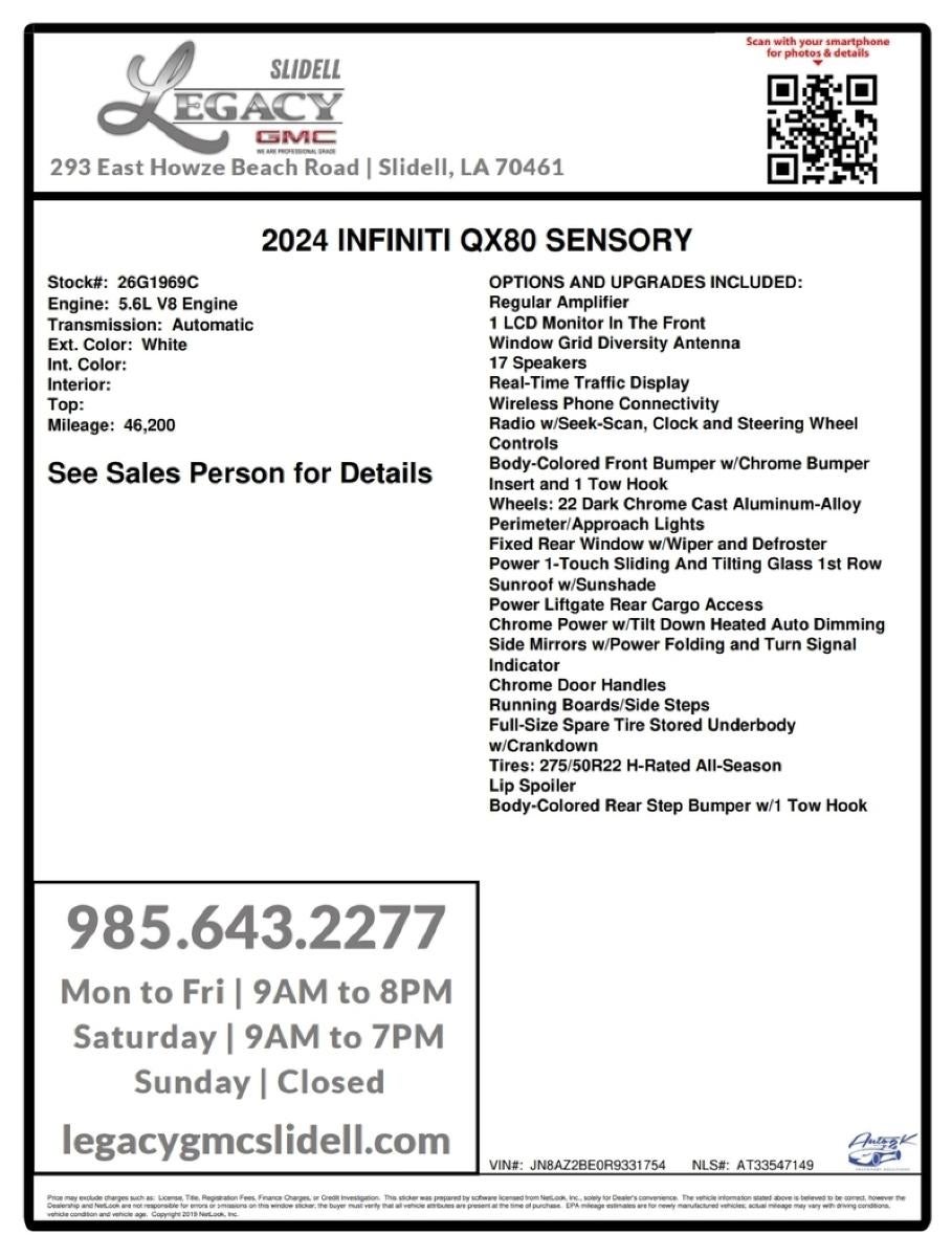 2024 INFINITI QX80 SENSORY