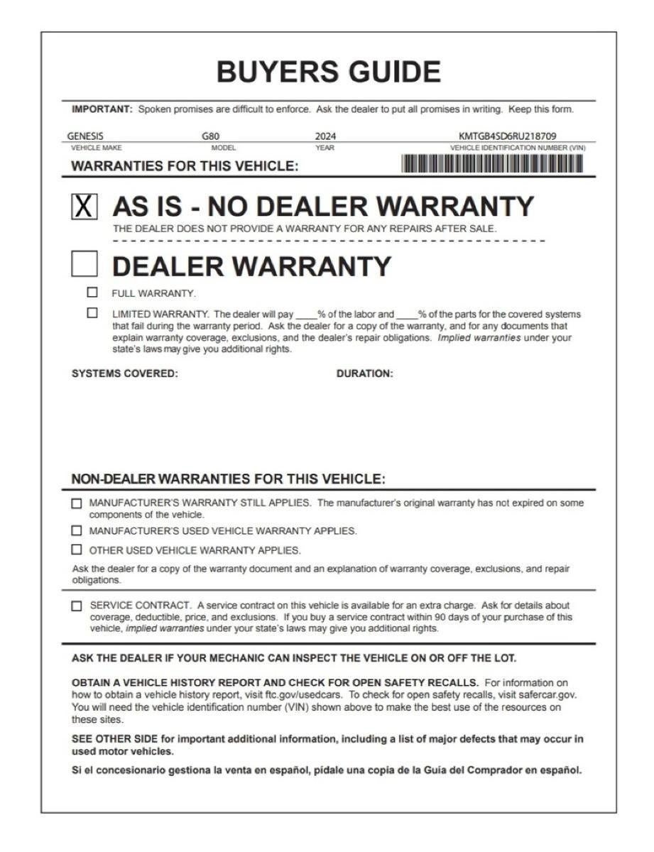 2024 Genesis G80 3.5T Sport