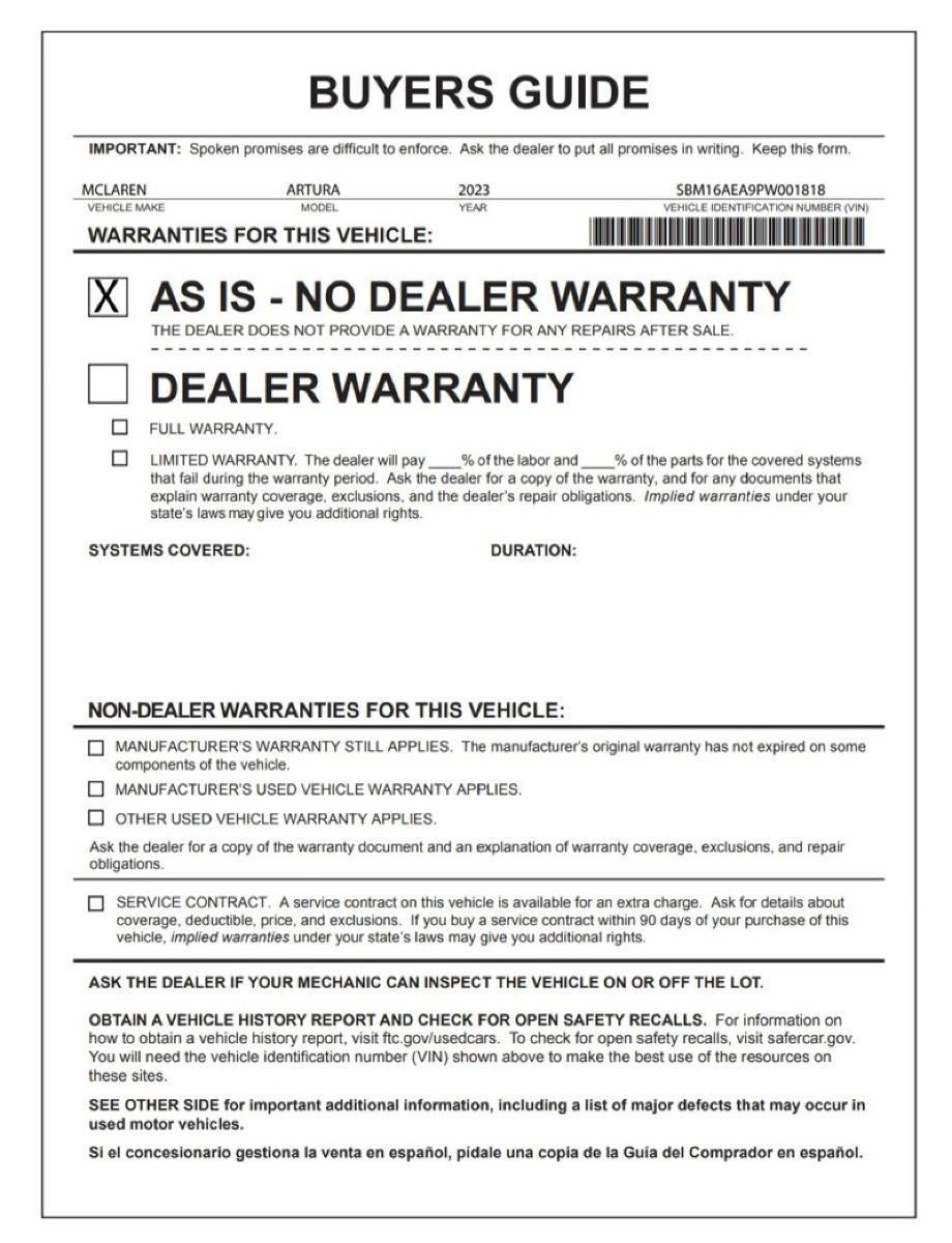 2023 McLaren Artura Base